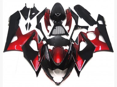 Rojo Granate & Negro Brillante 2005-2006 Suzuki GSXR 1000 Carenados Moto