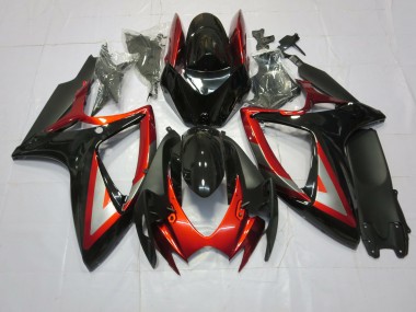 Rojo Intenso Negro 2006-2007 Suzuki GSXR 600-750 Carenados Moto
