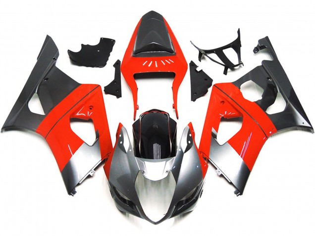 Rojo Liso & Plateado 2003-2004 Suzuki GSXR 1000 Carenados Moto Rojo Liso & Plateado 2003-2004 Suzuki GSXR 1000 Carenados Moto