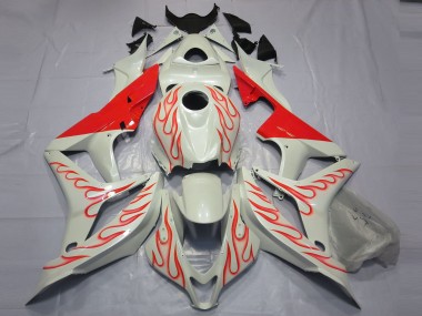 Rojo Llama Sobre Blanco 2007-2008 Honda CBR600RR Carenados Moto