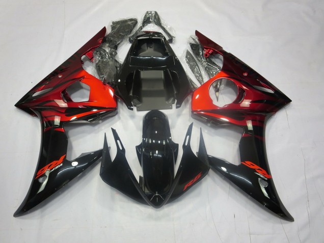 Rojo & Negro 2003-2004 Yamaha R6 Carenados Moto