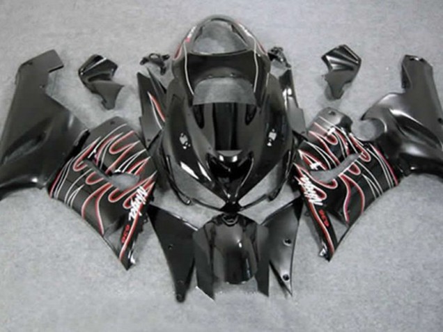 Rojo Negro Llama 2005-2006 Kawasaki ZX6R Carenados Moto Rojo Negro Llama 2005-2006 Kawasaki ZX6R Carenados Moto