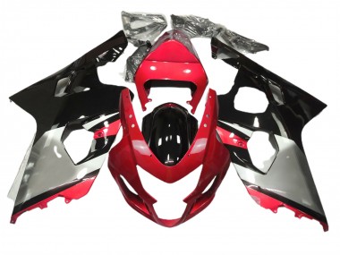 Rojo Plata & Negro 2004-2005 Suzuki GSXR 600-750 Carenados Moto
