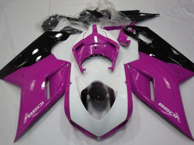Rosa Brillante & Blanco 2007-2014 Ducati 848 1098 1198 Carenados Moto