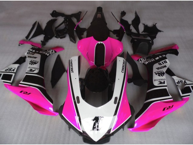 Rosa Brillante & Blanco 2015-2019 Yamaha R1 Carenados Moto Rosa Brillante & Blanco 2015-2019 Yamaha R1 Carenados Moto