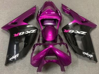 Rosa Brillante & Negro 2003-2004 Kawasaki ZX6R Carenados Moto