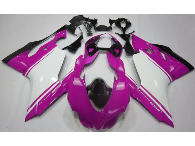 Rosa Brillo Blanco & Negro 2011-2014 Ducati 1199 Carenados Moto Rosa Brillo Blanco & Negro 2011-2014 Ducati 1199 Carenados Moto