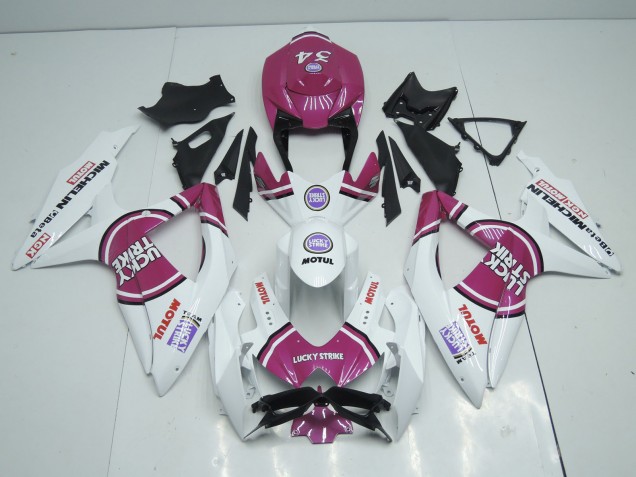 Rosa Lucky Strike 2008-2010 Suzuki GSXR 600-750 Carenados Moto Rosa Lucky Strike 2008-2010 Suzuki GSXR 600-750 Carenados Moto