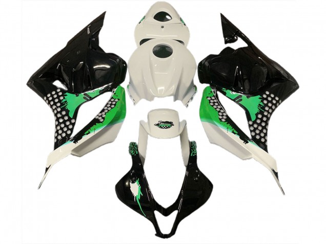 Salpicaduras De Color Blanco Brillante & Verde 2009-2012 Honda CBR600RR Carenados Moto