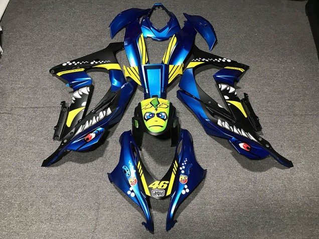 Tiburón Azul Metalizado 2016-2019 Kawasaki ZX10R Carenados Moto Tiburón Azul Metalizado 2016-2019 Kawasaki ZX10R Carenados Moto