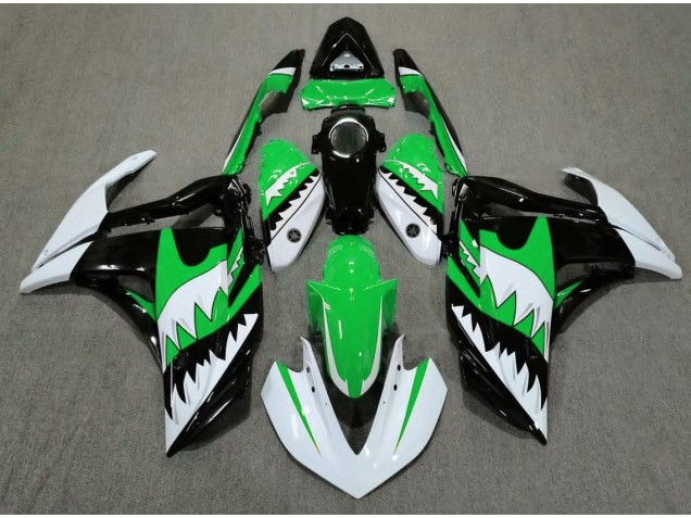 Tiburón Blanco & Verde 2015-2018 Yamaha R3 Carenados Moto Tiburón Blanco & Verde 2015-2018 Yamaha R3 Carenados Moto