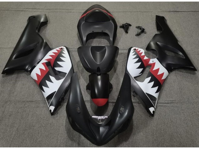 Tiburón Negro Mate 2005-2006 Kawasaki ZX6R Carenados Moto Tiburón Negro Mate 2005-2006 Kawasaki ZX6R Carenados Moto