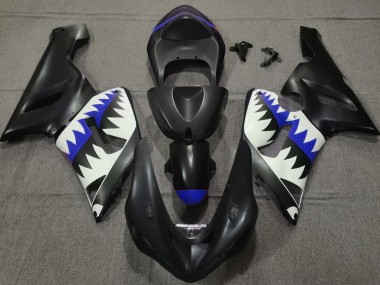 Tiburón Negro Mate & Azul 2005-2006 Kawasaki ZX6R Carenados Moto