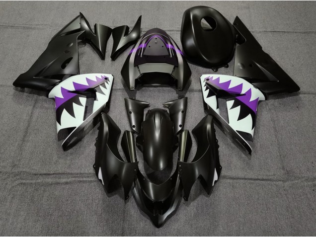Tiburón Negro Mate & Morado 2004-2005 Kawasaki ZX10R Carenados Moto Tiburón Negro Mate & Morado 2004-2005 Kawasaki ZX10R Carenados Moto