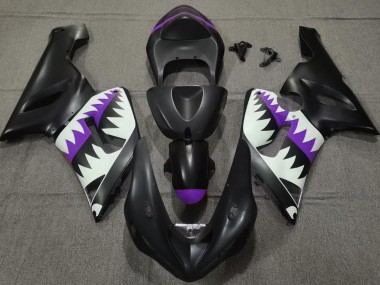 Tiburón Negro Mate & Morado 2005-2006 Kawasaki ZX6R Carenados Moto