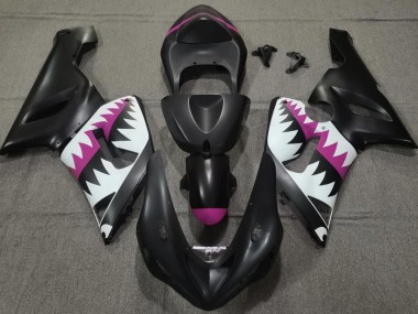 Tiburón Negro Mate & Rosa 2005-2006 Kawasaki ZX6R Carenados Moto