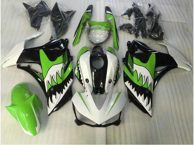 Tiburón Verde Lima & Blanco 2015-2018 Yamaha R3 Carenados Moto Tiburón Verde Lima & Blanco 2015-2018 Yamaha R3 Carenados Moto
