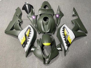 Tiburón Verde Mate & Amarillo 2007-2008 Honda CBR600RR Carenados Moto