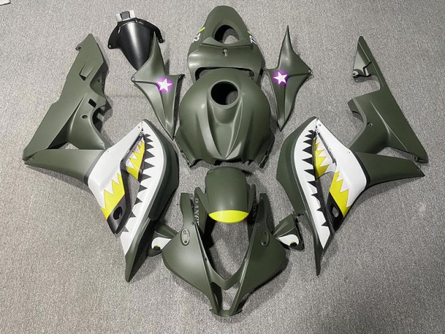 Tiburón Verde Mate & Amarillo 2007-2008 Honda CBR600RR Carenados Moto