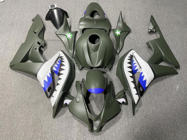 Tiburón Verde Mate & Azul 2007-2008 Honda CBR600RR Carenados Moto