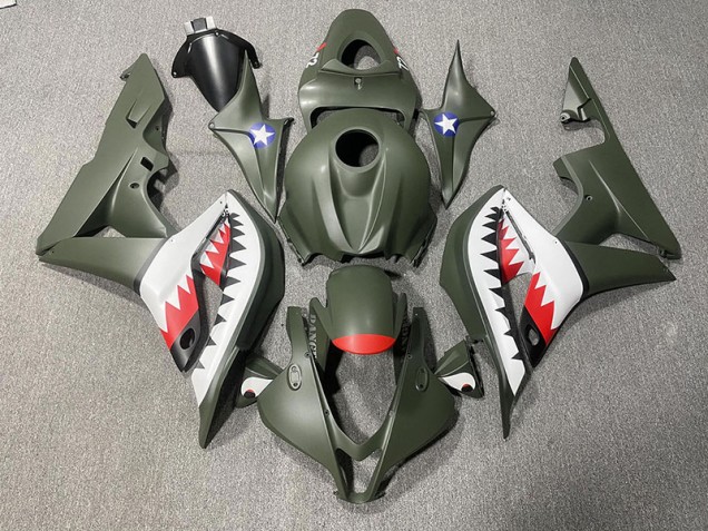 Tiburón Verde Mate & Rojo 2007-2008 Honda CBR600RR Carenados Moto