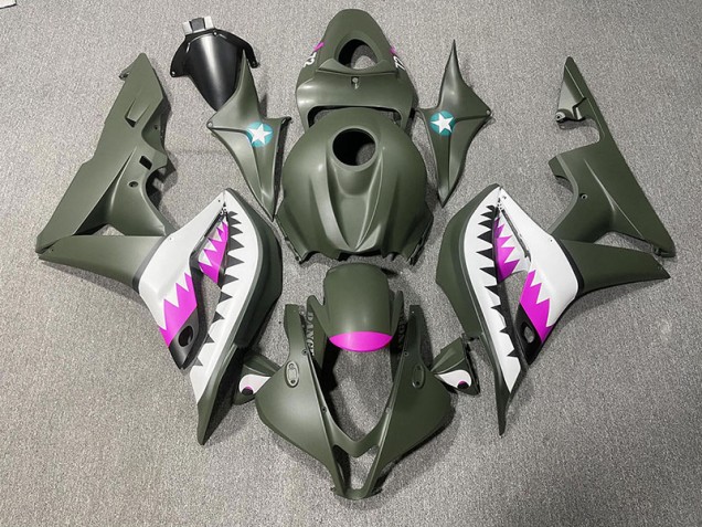 Tiburón Verde Mate & Rosa 2007-2008 Honda CBR600RR Carenados Moto