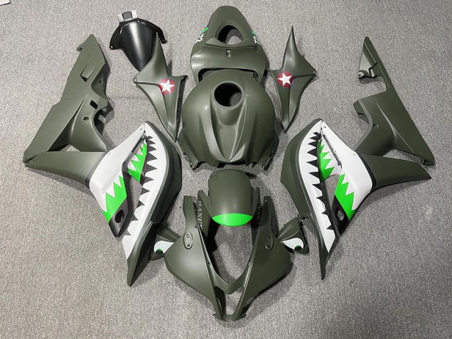 Tiburón Verde Mate & Verde Claro 2007-2008 Honda CBR600RR Carenados Moto Tiburón Verde Mate & Verde Claro 2007-2008 Honda CBR600RR Carenados Moto