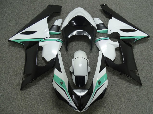 Verde Azulado Blanco & Negro 2005-2006 Kawasaki ZX6R Carenados Moto Verde Azulado Blanco & Negro 2005-2006 Kawasaki ZX6R Carenados Moto