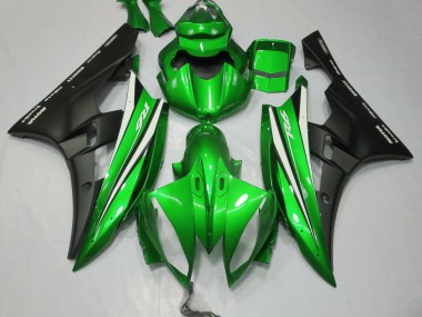 Verde Blanco & Negro 2006-2007 Yamaha R6 Carenados Moto