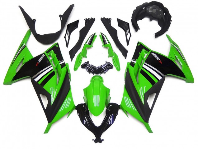 Verde Blanco & Negro Brillo 2013-2018 Kawasaki Ninja 300 Carenados Moto Verde Blanco & Negro Brillo 2013-2018 Kawasaki Ninja 300 Carenados Moto