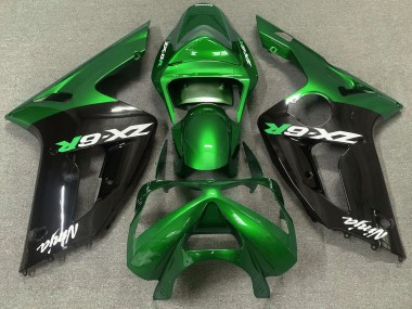 Verde Brillante & Negro 2003-2004 Kawasaki ZX6R Carenados Moto
