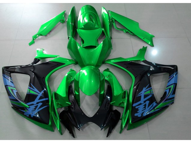 Verde Brillante & Negro 2006-2007 Suzuki GSXR 600-750 Carenados Moto