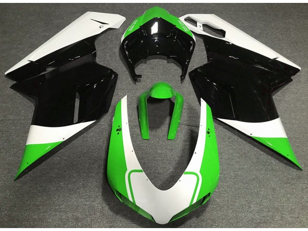 Verde Brillo Blanco & Negro 2007-2014 Ducati 848 1098 1198 Carenados Moto Verde Brillo Blanco & Negro 2007-2014 Ducati 848 1098 1198 Carenados Moto