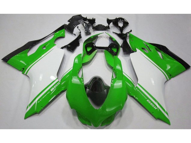 Verde Brillo Blanco & Negro 2011-2014 Ducati 1199 Carenados Moto Verde Brillo Blanco & Negro 2011-2014 Ducati 1199 Carenados Moto