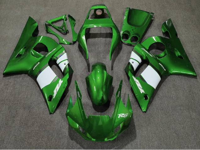 Verde Intenso & Blanco 1998-2002 Yamaha R6 Carenados Moto Verde Intenso & Blanco 1998-2002 Yamaha R6 Carenados Moto