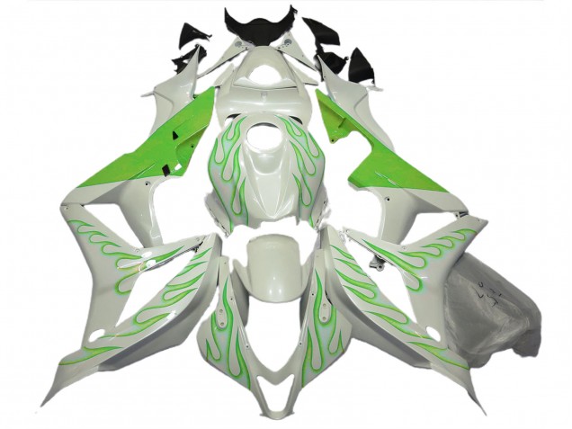 Verde Lima Llama Sobre Blanco 2007-2008 Honda CBR600RR Carenados Moto Verde Lima Llama Sobre Blanco 2007-2008 Honda CBR600RR Carenados Moto