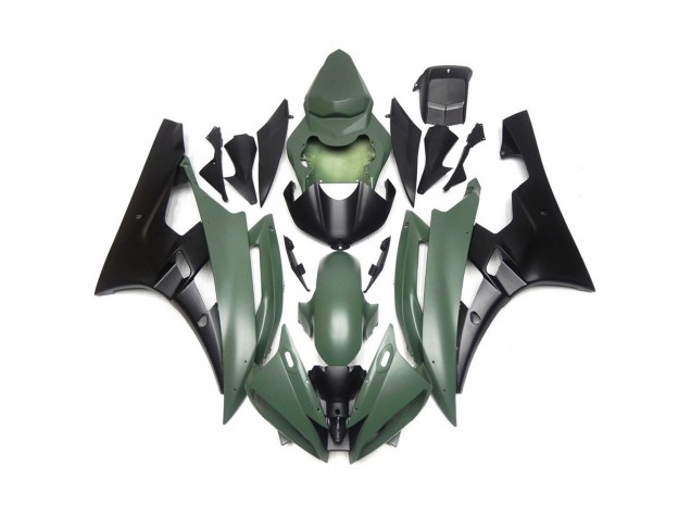 Verde Mate & Negro Personalizados 2006-2007 Yamaha R6 Carenados Moto Verde Mate & Negro Personalizados 2006-2007 Yamaha R6 Carenados Moto