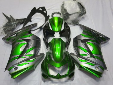 Verde & Plata Llama 2008-2012 Kawasaki Ninja 250 Carenados Moto